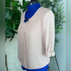 Beige Adjustable Long Sleeves Blouse/ Branded By Minette/ Size M